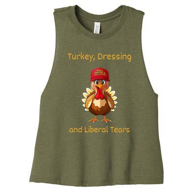 Donald Trump Won Thanksgiving Turkey Dressing Liberal Tears Women's Racerback Cropped Tank