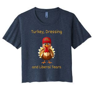 Donald Trump Won Thanksgiving Turkey Dressing Liberal Tears Women's Crop Top Tee