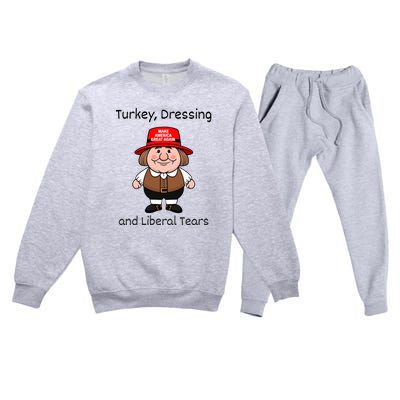 Donald Trump Won Thanksgiving Turkey Dressing Liberal Tears Premium Crewneck Sweatsuit Set