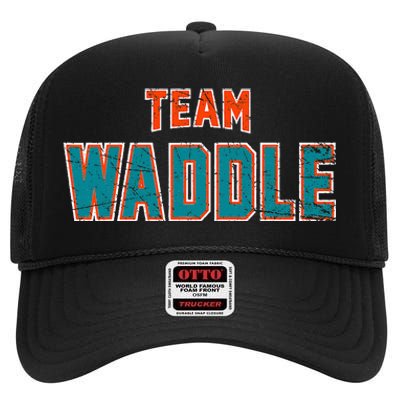 Distressed Team Waddle Surname Proud Family Last Name High Crown Mesh Back Trucker Hat