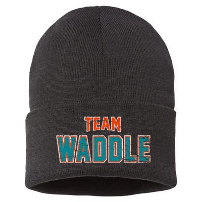 Distressed Team Waddle Surname Proud Family Last Name Sustainable Knit Beanie