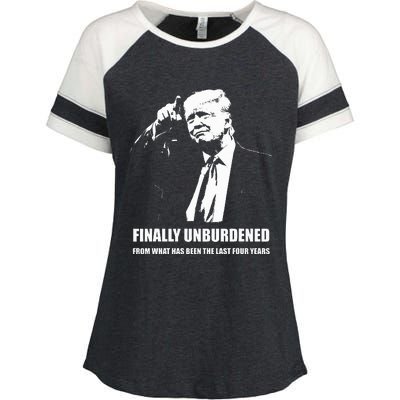 Donald Trump Wins – Finally Unburdened From The Last 4 Years Enza Ladies Jersey Colorblock Tee