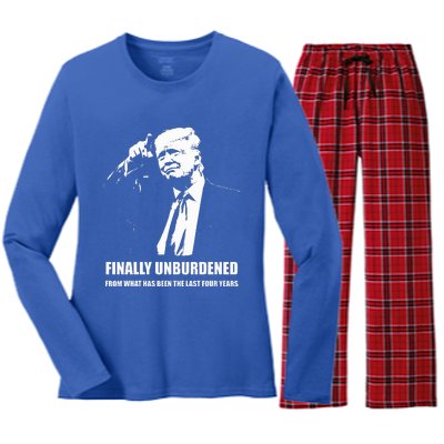 Donald Trump Wins – Finally Unburdened From The Last 4 Years Women's Long Sleeve Flannel Pajama Set 