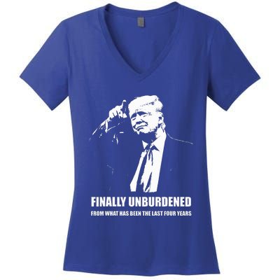 Donald Trump Wins – Finally Unburdened From The Last 4 Years Women's V-Neck T-Shirt