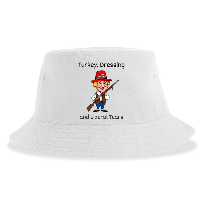 Donald Trump Won Thanksgiving Turkey Dressing Liberal Tears Sustainable Bucket Hat