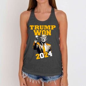 Donald Trump Won 2024 Election Inauguration Women's Knotted Racerback Tank