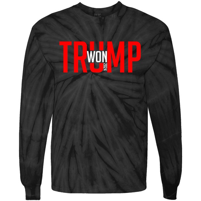 Donald Trump Won 2024 Election Inauguration Day Gift Tie-Dye Long Sleeve Shirt