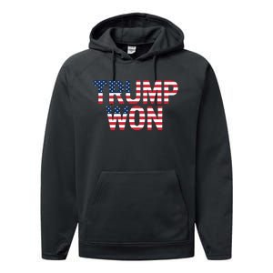 Donald Trump Won 2024 Election Republican Win Trump Won 2024 Performance Fleece Hoodie