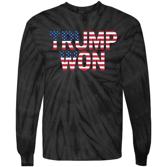 Donald Trump Won 2024 Election Republican Win Trump Won 2024 Tie-Dye Long Sleeve Shirt