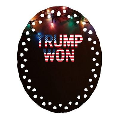 Donald Trump Won 2024 Election Republican Win Trump Won 2024 Ceramic Oval Ornament