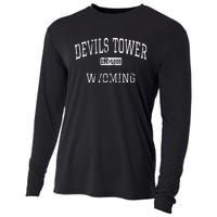 Devils Tower Wyoming WY Vintage Cooling Performance Long Sleeve Crew