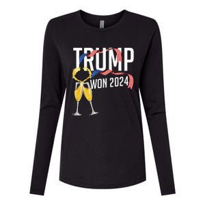 Donald Trump Won 2024 Election Inauguration Womens Cotton Relaxed Long Sleeve T-Shirt