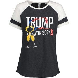 Donald Trump Won 2024 Election Inauguration Enza Ladies Jersey Colorblock Tee