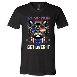 Donald Trump Won 2024 Election Cats For Trump V-Neck T-Shirt