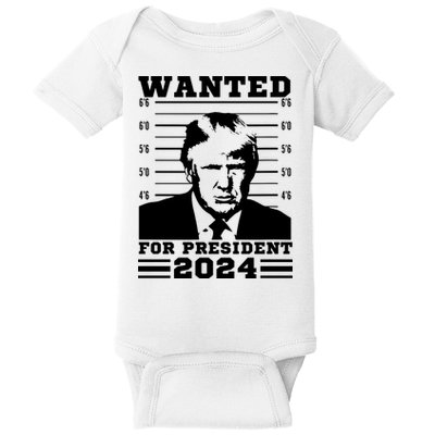 Donald Trump Wanted For President 2024 President Trump Mugshot. Baby Bodysuit