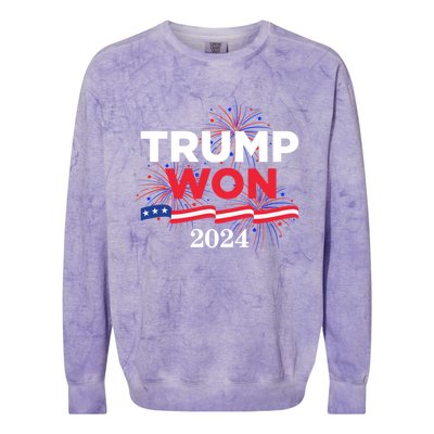 Donald Trump Won 2024 Election Inauguration Colorblast Crewneck Sweatshirt