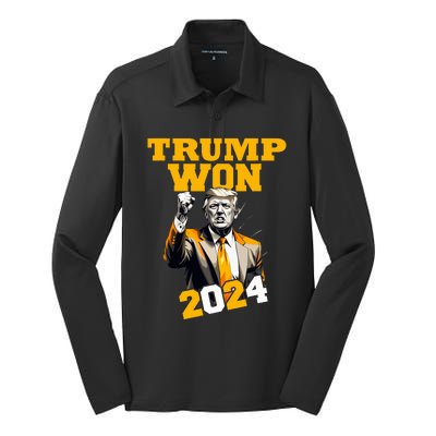 Donald Trump Won 2024 Election Inauguration Silk Touch Performance Long Sleeve Polo