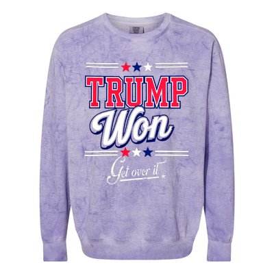 Donald Trump Won Get Over It 2024 Trump Won Election 2024 Colorblast Crewneck Sweatshirt