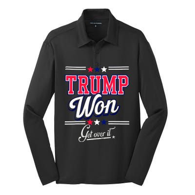 Donald Trump Won Get Over It 2024 Trump Won Election 2024 Silk Touch Performance Long Sleeve Polo