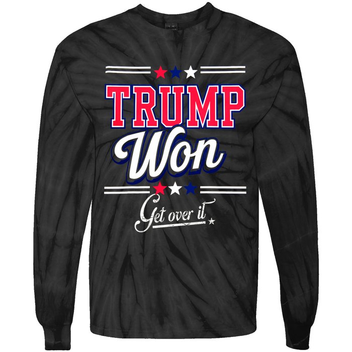 Donald Trump Won Get Over It 2024 Trump Won Election 2024 Tie-Dye Long Sleeve Shirt