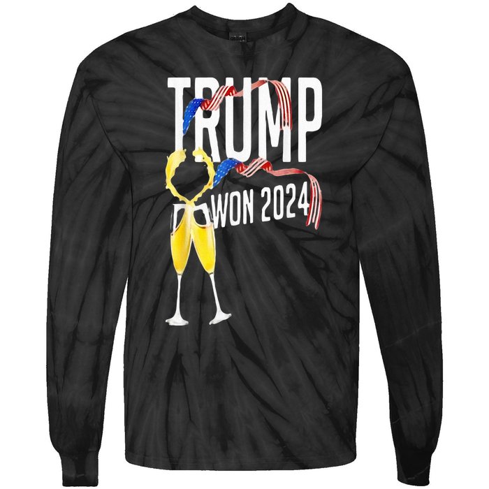 Donald Trump Won 2024 Election Inauguration Party Christmas Tie-Dye Long Sleeve Shirt