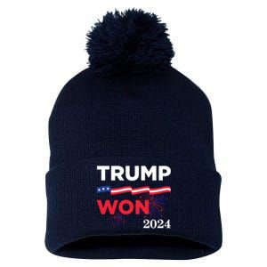 Donald Trump Won 2024 Election Inauguration Pom Pom 12in Knit Beanie