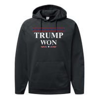 Donald Trump Won In The Election American Flag Trump 2024 Performance Fleece Hoodie