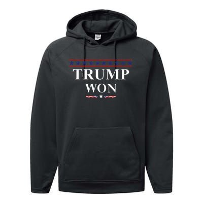 Donald Trump Won In The Election American Flag Trump 2024 Performance Fleece Hoodie