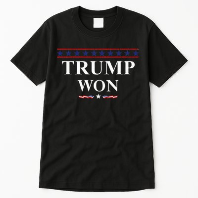 Donald Trump Won In The Election American Flag Trump 2024 Tall T-Shirt