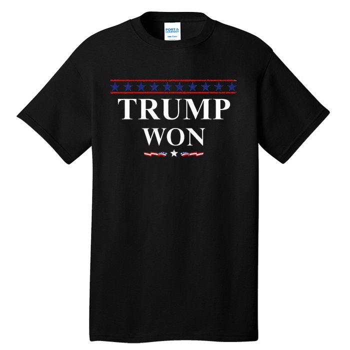 Donald Trump Won In The Election American Flag Trump 2024 Tall T-Shirt