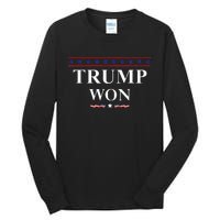 Donald Trump Won In The Election American Flag Trump 2024 Tall Long Sleeve T-Shirt