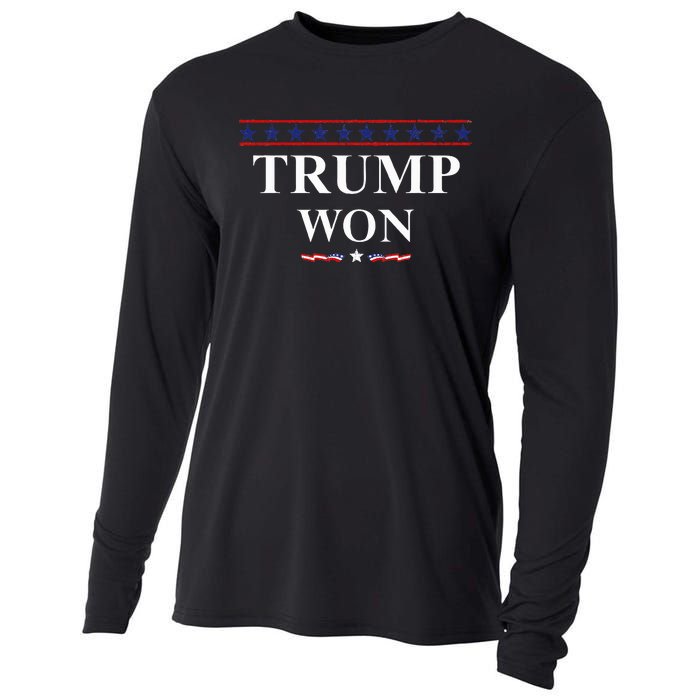 Donald Trump Won In The Election American Flag Trump 2024 Cooling Performance Long Sleeve Crew