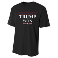 Donald Trump Won In The Election American Flag Trump 2024 Performance Sprint T-Shirt