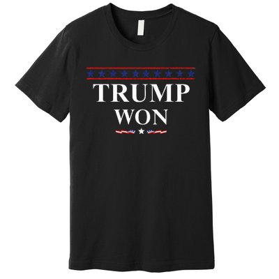 Donald Trump Won In The Election American Flag Trump 2024 Premium T-Shirt