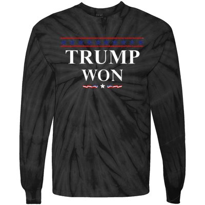 Donald Trump Won In The Election American Flag Trump 2024 Tie-Dye Long Sleeve Shirt