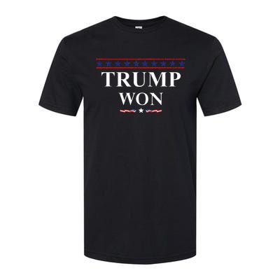 Donald Trump Won In The Election American Flag Trump 2024 Softstyle CVC T-Shirt