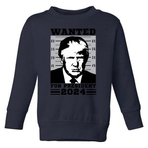 Donald Trump Wanted For President 2024 President Trump Mugshot Toddler Sweatshirt