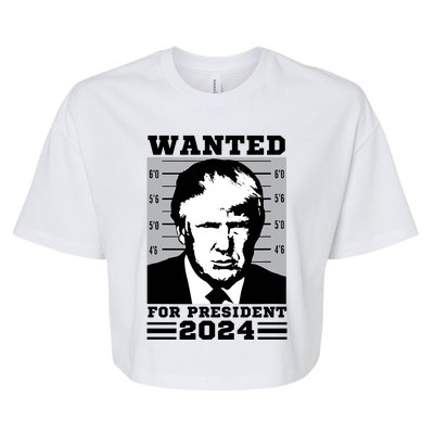 Donald Trump Wanted For President 2024 President Trump Mugshot Bella+Canvas Jersey Crop Tee