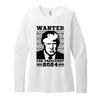 Donald Trump Wanted For President 2024 President Trump Mugshot Womens CVC Long Sleeve Shirt