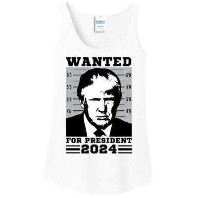 Donald Trump Wanted For President 2024 President Trump Mugshot Ladies Essential Tank