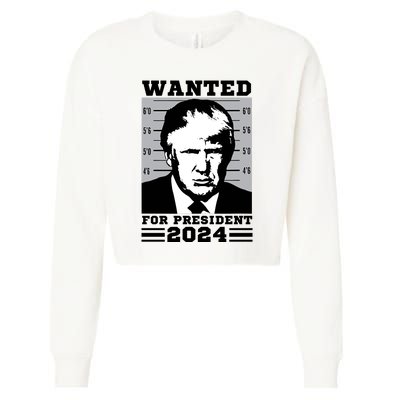 Donald Trump Wanted For President 2024 President Trump Mugshot Cropped Pullover Crew