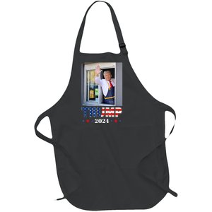 Donald Trump Works The Fry Station And Holds A Drivethru Full-Length Apron With Pockets