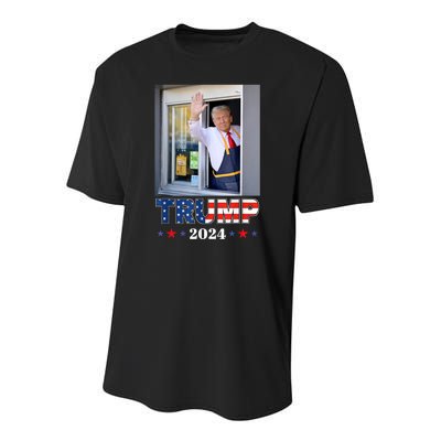 Donald Trump Works The Fry Station And Holds A Drivethru Youth Performance Sprint T-Shirt