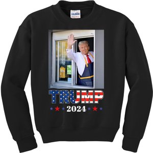 Donald Trump Works The Fry Station And Holds A Drivethru Kids Sweatshirt