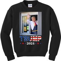 Donald Trump Works The Fry Station And Holds A Drivethru Kids Sweatshirt