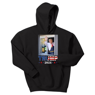 Donald Trump Works The Fry Station And Holds A Drivethru Kids Hoodie