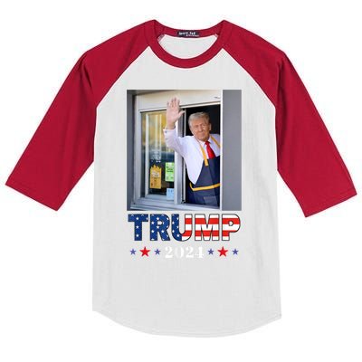 Donald Trump Works The Fry Station And Holds A Drivethru Kids Colorblock Raglan Jersey