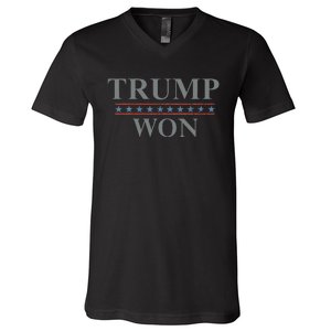 Donald Trump Won In The Election American Flag Trump 2024 V-Neck T-Shirt