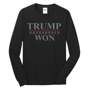 Donald Trump Won In The Election American Flag Trump 2024 Tall Long Sleeve T-Shirt