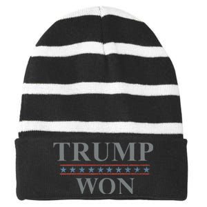 Donald Trump Won In The Election American Flag Trump 2024 Striped Beanie with Solid Band